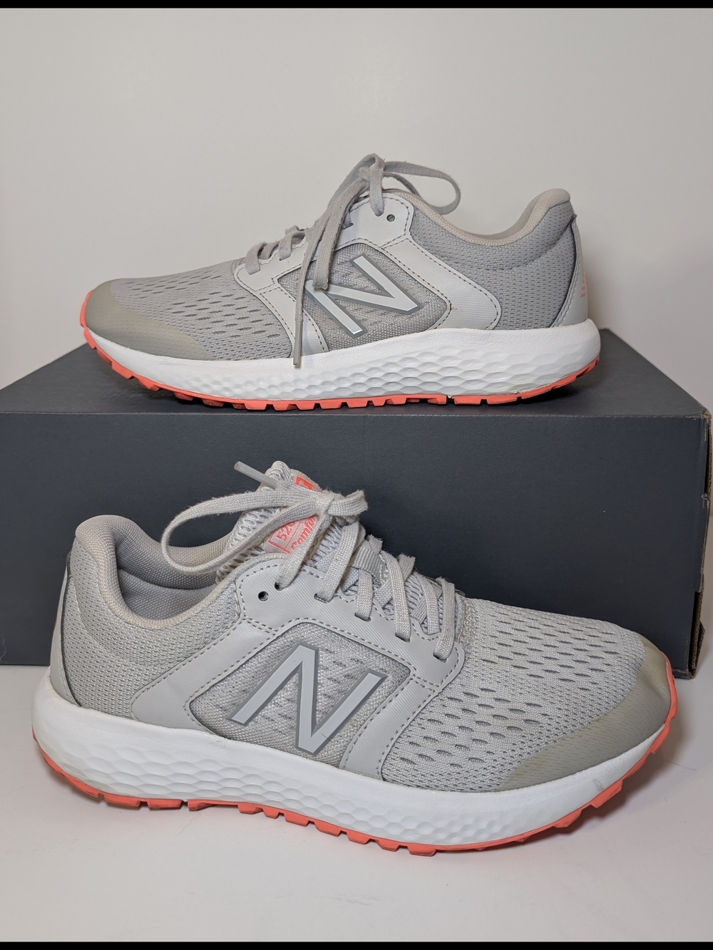 New Balance 520v5 Comfort Ride Running Shoes Women's Size 7 Gray/Guava Excellen